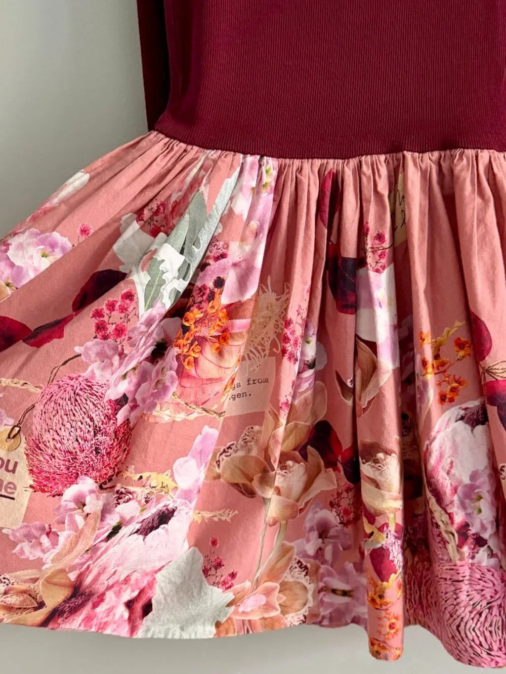 Molo Floral Mixed Media Long Sleeve Casie Dress Size 122/128 7-8Y